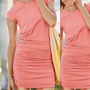 Athleta topanga runched sides T-shirt dress coral